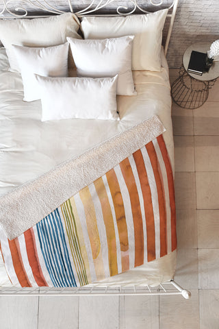 Ninola Design Desert sunset stripes Fleece Throw Blanket