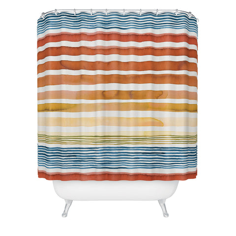 Ninola Design Desert sunset stripes Shower Curtain