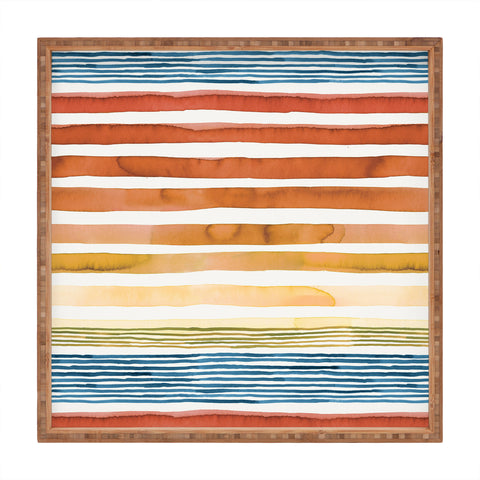 Ninola Design Desert sunset stripes Square Tray