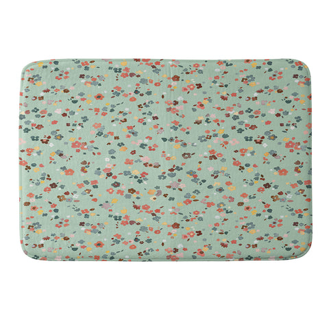 Ninola Design Ditsy flowers Green Memory Foam Bath Mat