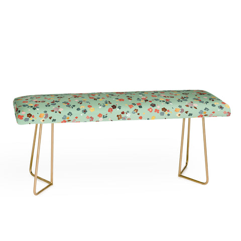 Ninola Design Ditsy flowers Green Bench