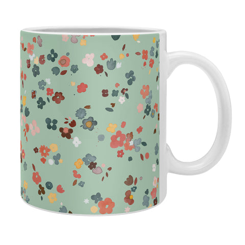Ninola Design Ditsy flowers Green Coffee Mug