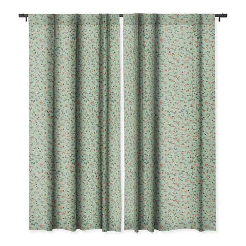 Ninola Design Ditsy flowers Green Blackout Window Curtain