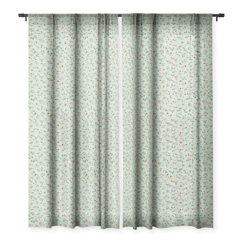 Ninola Design Ditsy flowers Green Sheer Window Curtain