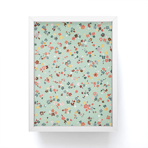 Ninola Design Ditsy flowers Green Framed Mini Art Print