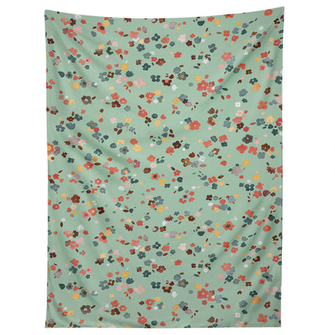 Ninola Design Ditsy flowers Green Tapestry