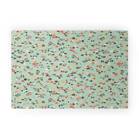Ninola Design Ditsy flowers Green Welcome Mat
