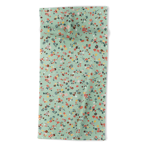 Ninola Design Ditsy flowers Green Beach Towel