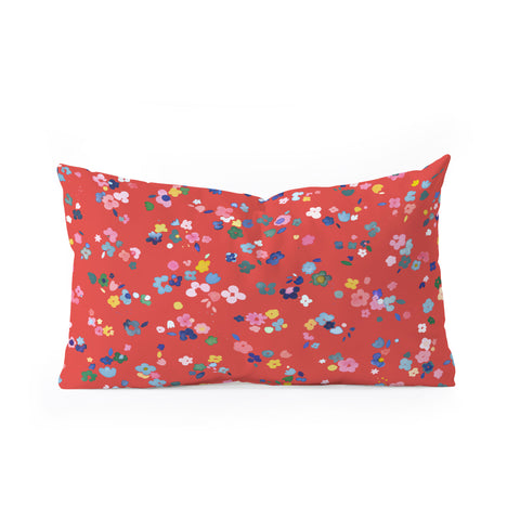 Ninola Design Ditsy modern flowers Red Oblong Throw Pillow