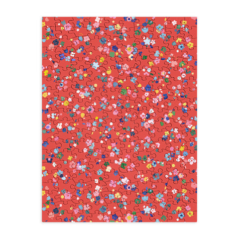 Ninola Design Ditsy modern flowers Red Puzzle