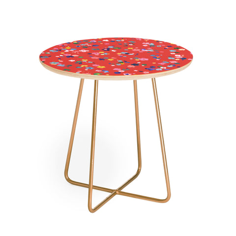 Ninola Design Ditsy modern flowers Red Round Side Table