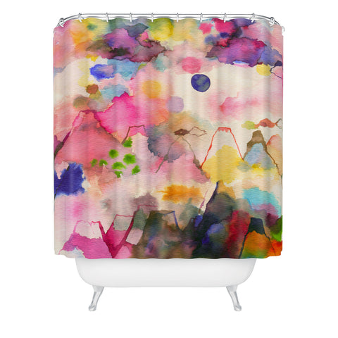 Ninola Design Dreamy imaginary mountains landscape Shower Curtain