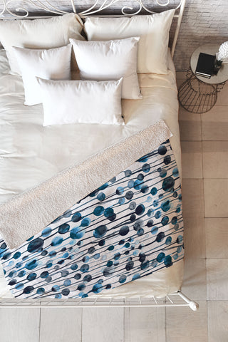 Ninola Design Dripping Dots Watercolor Fleece Throw Blanket