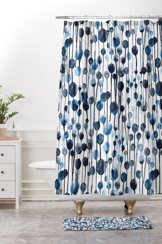 Ninola Design Dripping Dots Watercolor Shower Curtain And Mat