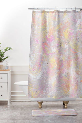 Ninola Design Dripping Splatter Orange Shower Curtain And Mat