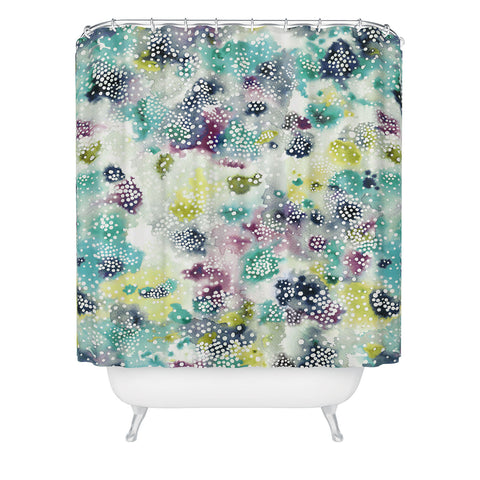 Ninola Design Experimental Green Surface Shower Curtain