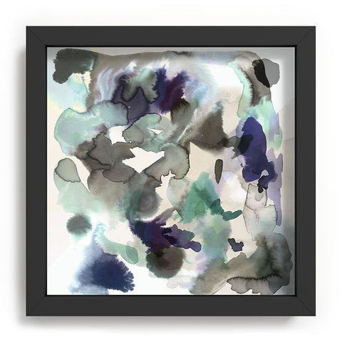 Ninola Design Expressive Abstract Painting Aqua Recessed Framing Square