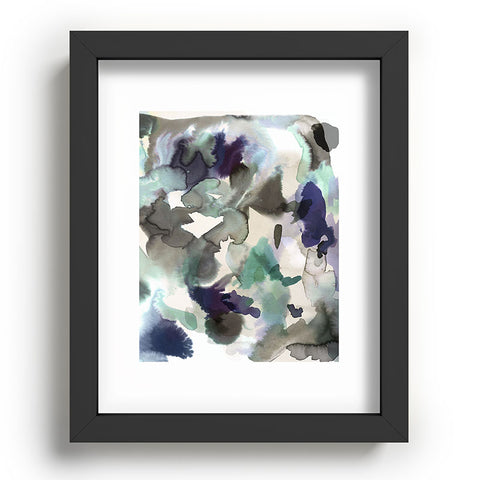 Ninola Design Expressive Abstract Painting Aqua Recessed Framing Rectangle
