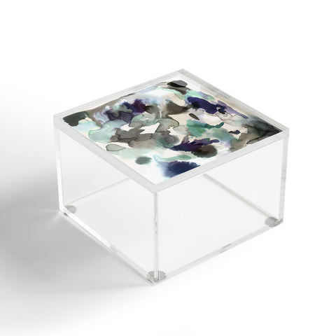 Ninola Design Expressive Abstract Painting Aqua Acrylic Box