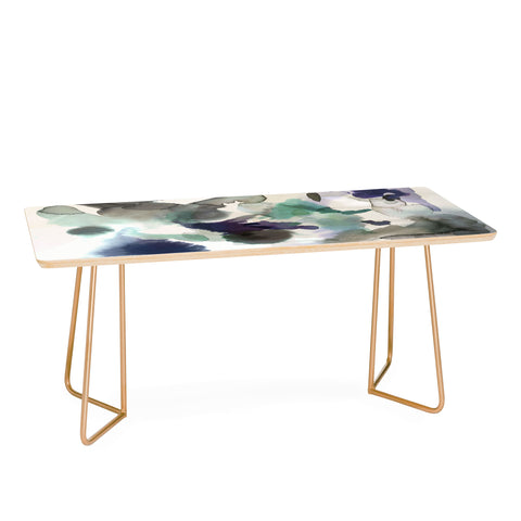 Ninola Design Expressive Abstract Painting Aqua Coffee Table