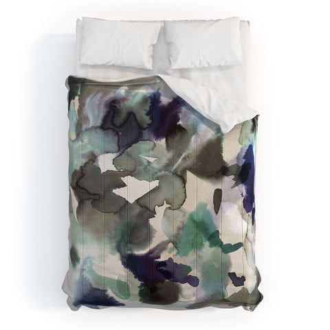 Ninola Design Expressive Abstract Painting Aqua Comforter