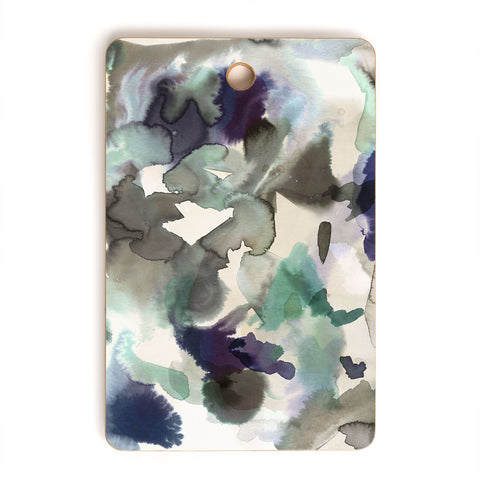 Ninola Design Expressive Abstract Painting Aqua Cutting Board Rectangle