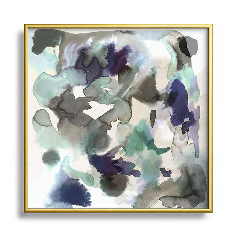Ninola Design Expressive Abstract Painting Aqua Square Metal Framed Art Print