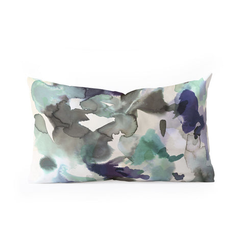 Ninola Design Expressive Abstract Painting Aqua Oblong Throw Pillow