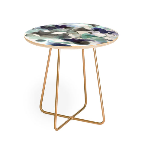 Ninola Design Expressive Abstract Painting Aqua Round Side Table