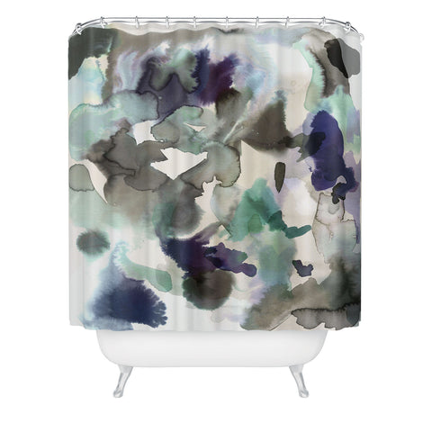 Ninola Design Expressive Abstract Painting Aqua Shower Curtain