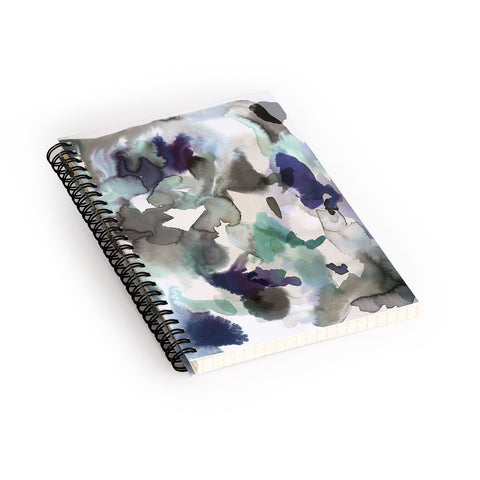 Ninola Design Expressive Abstract Painting Aqua Spiral Notebook