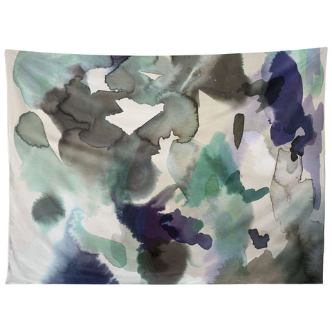 Ninola Design Expressive Abstract Painting Aqua Tapestry