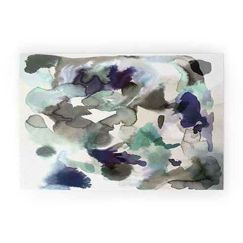 Ninola Design Expressive Abstract Painting Aqua Welcome Mat