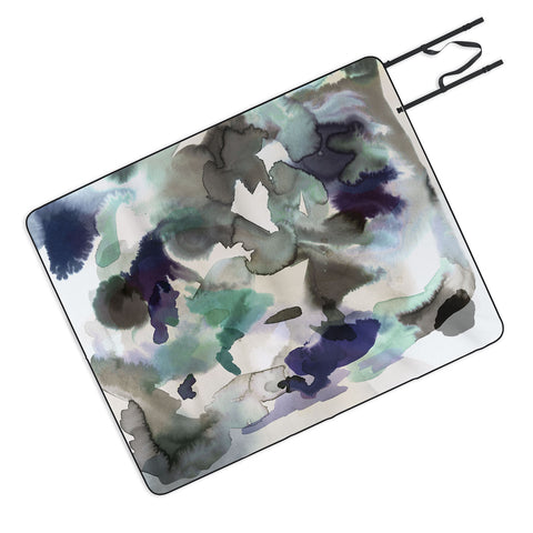 Ninola Design Expressive Abstract Painting Aqua Picnic Blanket