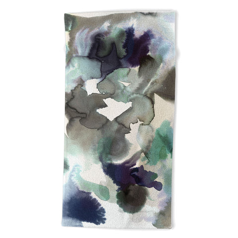 Ninola Design Expressive Abstract Painting Aqua Beach Towel