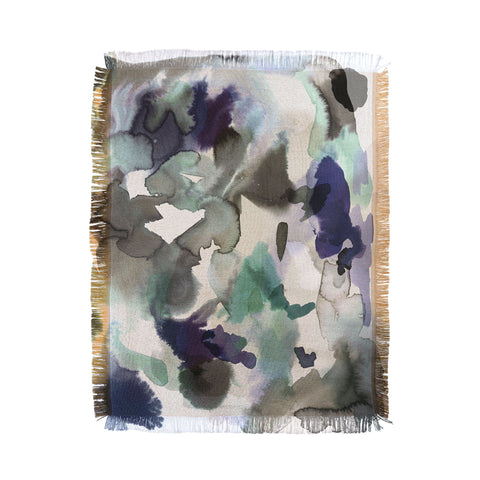 Ninola Design Expressive Abstract Painting Aqua Throw Blanket