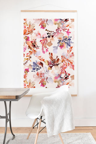 Ninola Design Fall Flowers Watercolor Orange Art Print And Hanger