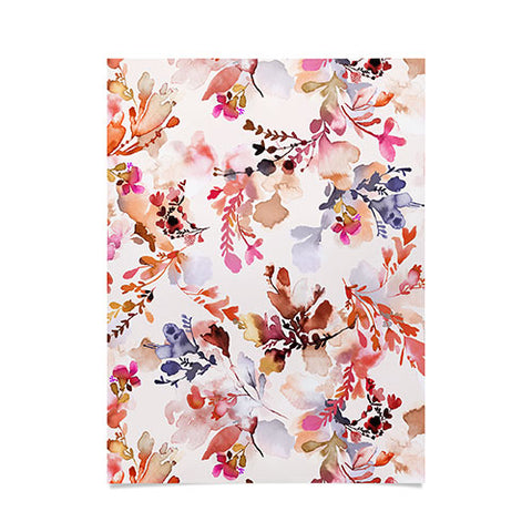 Ninola Design Fall Flowers Watercolor Orange Poster
