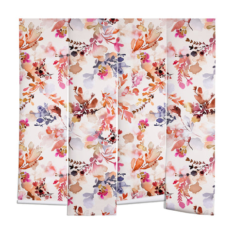 Ninola Design Fall Flowers Watercolor Orange Wall Mural