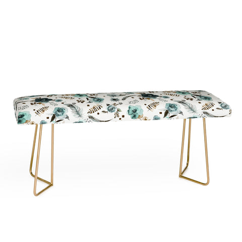 Ninola Design Feathers and flowers Romance Aqua Gold Bench