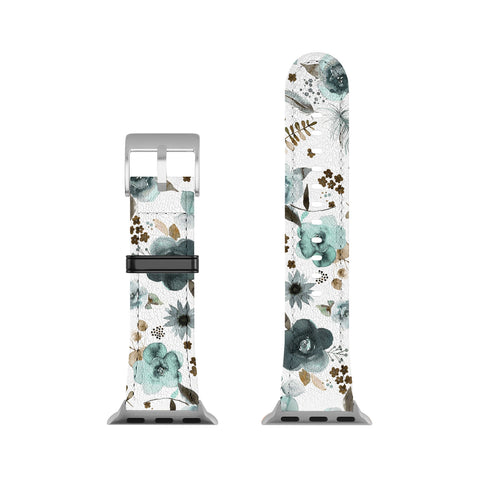 Ninola Design Feathers and flowers Romance Aqua Gold Apple Watch Band