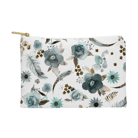 Ninola Design Feathers and flowers Romance Aqua Gold Pouch