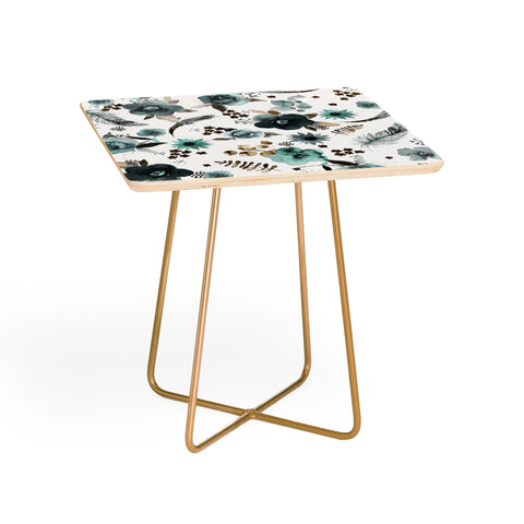 Ninola Design Feathers and flowers Romance Aqua Gold Side Table