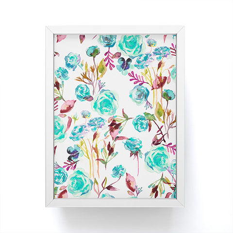 Ninola Design Feminine Roses Bouquet Blue Framed Mini Art Print