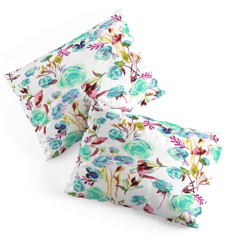 Ninola Design Feminine Roses Bouquet Blue Pillow Shams