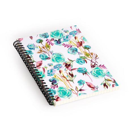 Ninola Design Feminine Roses Bouquet Blue Spiral Notebook