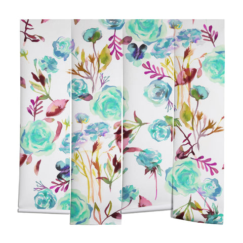 Ninola Design Feminine Roses Bouquet Blue Wall Mural