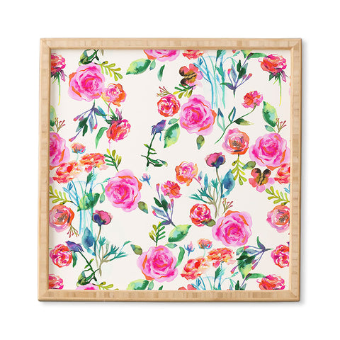 Ninola Design Feminine Roses Bouquet Pink Framed Wall Art