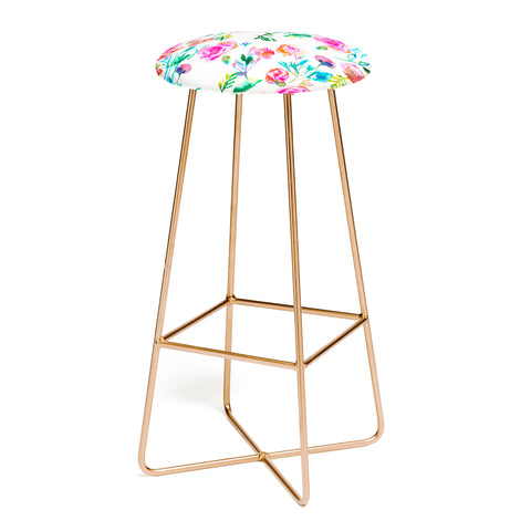 Ninola Design Feminine Roses Bouquet Pink Bar Stool