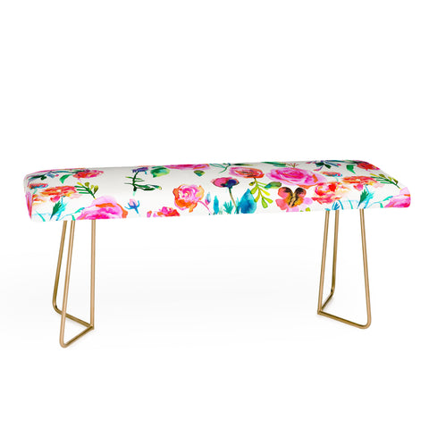 Ninola Design Feminine Roses Bouquet Pink Bench